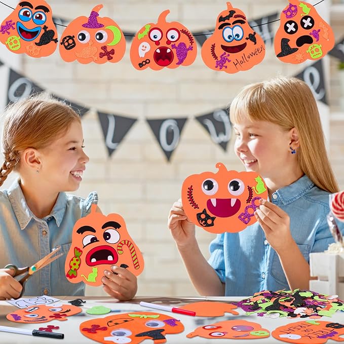 Max Fun 332PCS Halloween Crafts for Kids, Halloween Activities Foam Pumpkins for Crafts Stickers Gift Kits, DIY Art and Craft Set for Holiday Classroom Decorations Party Favors Supplies