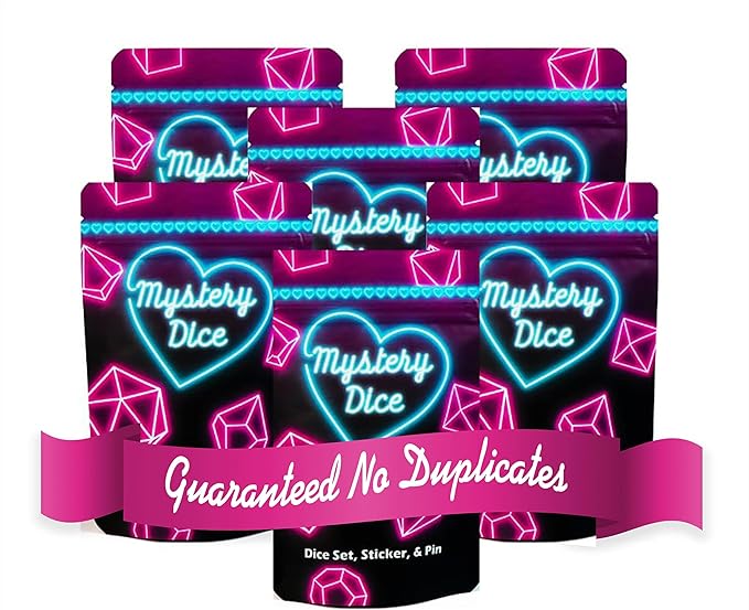 1985 Games Mystery Sweetheart Love Dice, Set of 7 Polyhedral Dice, Wide Range of Patterns, RPG Dice, Table Games (Sweetheart Pack of 6)