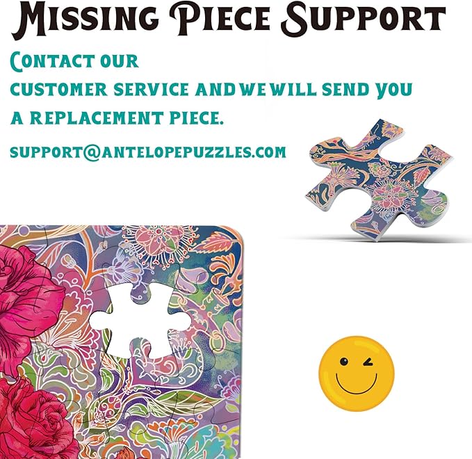 Antelope - 1000 Piece Mandala Puzzle for Adults, Mandalic Rose Jigsaw Puzzles 1000 Pieces,1000 Piece Round Puzzles, Flower Puzzles, High Resolution, Matte Finish, Smooth Edging, No Dust