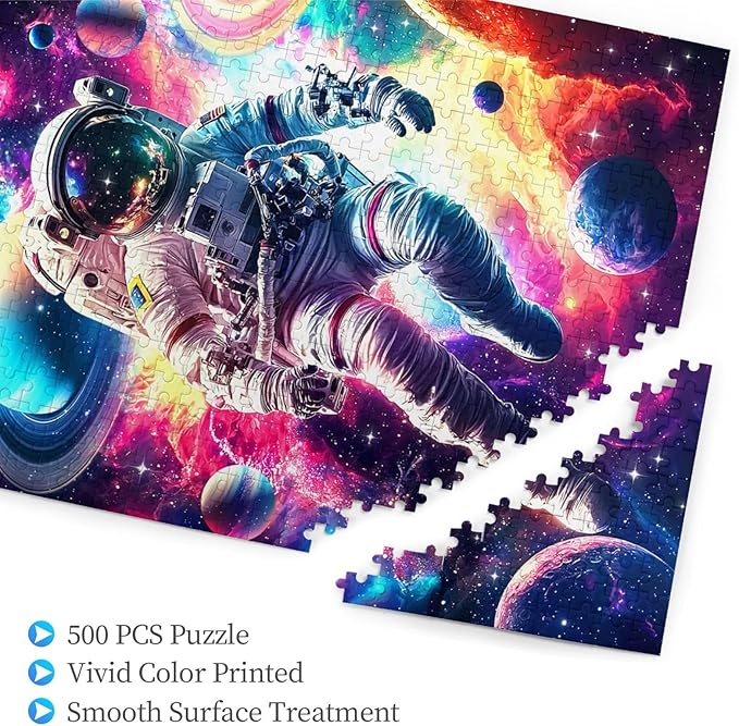 Solar System Puzzles for Adults 500 Piece Galaxy Outer Astronaut Exploration Puzzles Colorful and Unique Challenging Puzzle for Game Nights