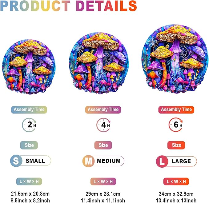 Wooden Puzzles for Adults - Paper Cut Mushroom Wooden Jigsaw Puzzle - Unique Animal Shaped Wood Puzzles Adult - Christmas Birthday Gifts for Adults/Friends/Family - 300pcs 13.4 * 13in