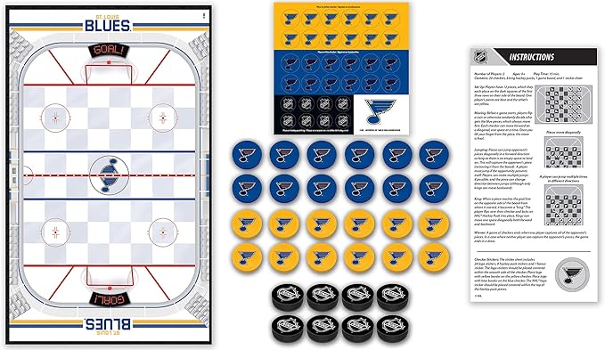 MasterPieces Officially licensed NHL St. Louis Blues Checkers Board Game for Families and Kids ages 6 and Up