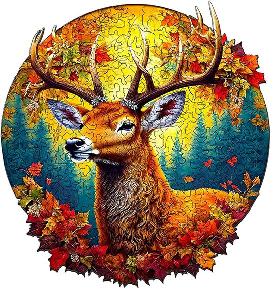 Wooden Puzzles for Adults, Unique Puzzles for Adults, Irregular Animal Shaped Wooden Jigsaw Puzzles, Creative Birthday Gift,11.8 x 9.1 inch, Deer