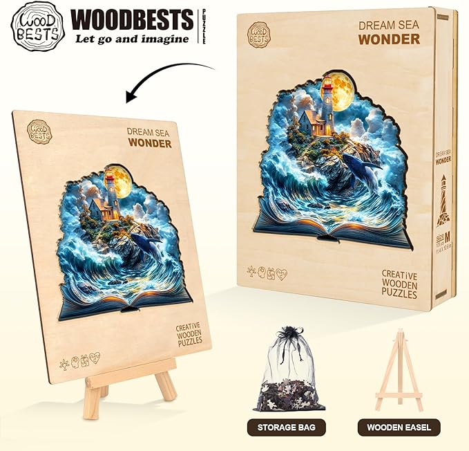 Wooden Puzzles for Adults, Wooden Jigsaw Puzzles for Adults Kids, Dream Sea Wonder Unique Shaped Wood Puzzles Adult, Creative Gifts for Friends Family Game, Home Decor(11.4 * 10.6in 175pcs)