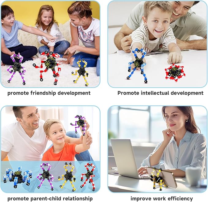 48PCS Fidget Toys Bulk Transformable Fidget Spinner Party Gifts Travel Sensory Toys for Easter Basket Stuffers Birthday Party Favours School Rewards