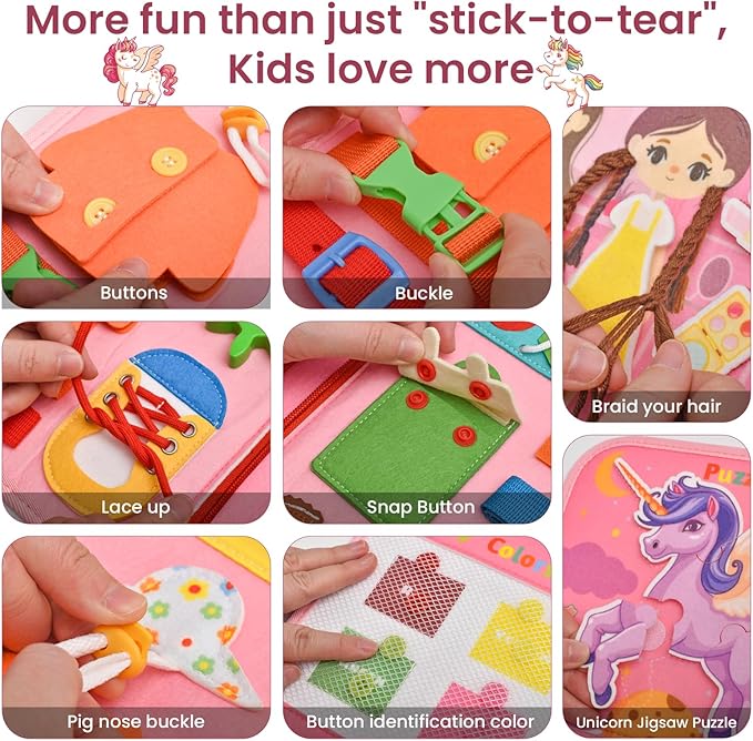 Busy Book for Toddlers 1-3, Montessori Toys Busy Board for 1 2 3 4 Year Old Girl Birthday Gift Educational Learning Quiet Activity Book Airplane Car Travel Toys for Tollders Kids 1-3