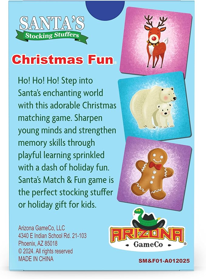 Santa’s Match & Fun – Christmas Matching Game for Toddlers Ages 3-5 & Kids 4-8 | Family Game Night Activities, Stocking Stuffer Gift Idea