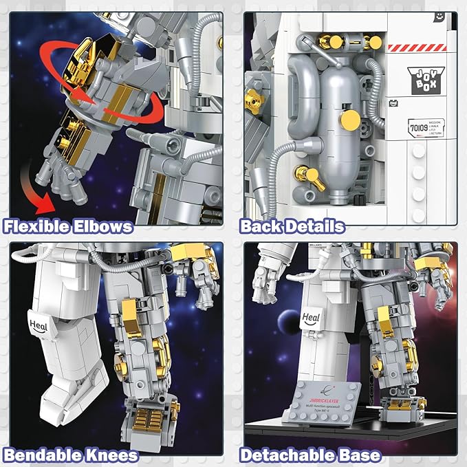 JMBricklayer Space Astronaut Building Block Sets for Adults, 1008 PCS Spaceman Toys with Display Stand, STEM Science Toy 70131, Home or Office Decor, Cool Collectible Gifts for Kids 8-14 Boys Girls