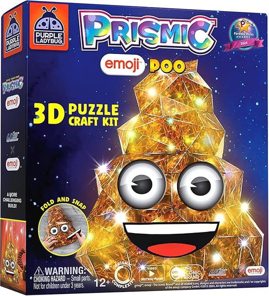 PRISMIC Emoji Poo 3D Puzzle Craft Kit - Funny Light-Up Night Lamp DIY Toy for Teens, Girls & Boys Ages 12-17 Years Old, Hilarious Gift, Cute Room Decor, Cool Crafts for Kids & Tweens