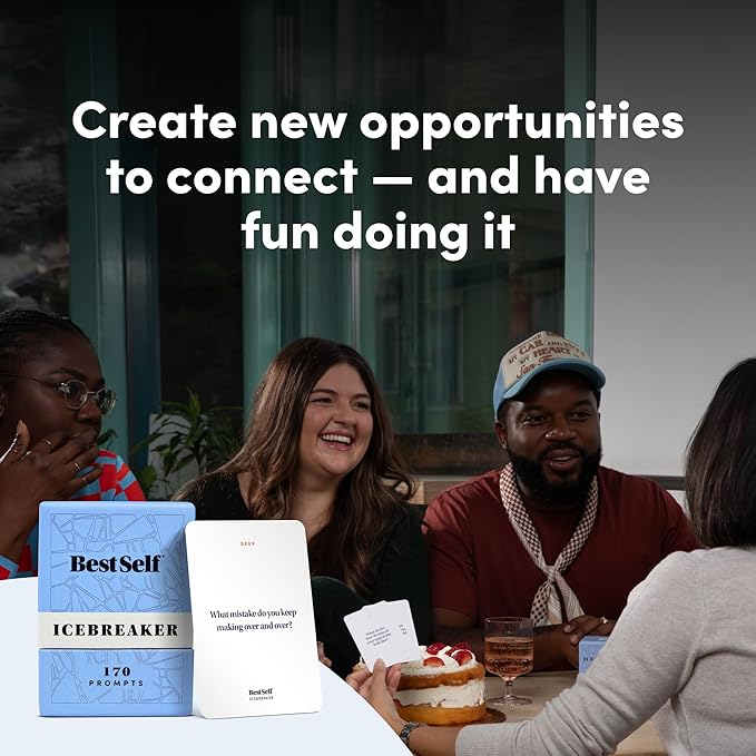 BestSelf Icebreaker Card Deck β 170 Conversation Starters to Spark Meaningful Connections | Ice Breaker Game for Adults, Friends & Couples | Date Night, Team Building & Family Card Game