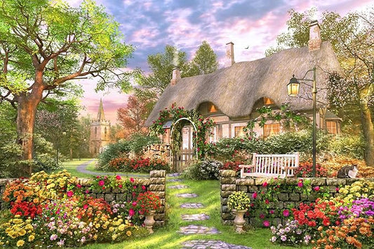 100 Piece Puzzles for Kids Countryside Landscape 100 Piece Puzzles for Adults, Rural Cottage Oil Painting 100 Pieces Puzzle for Kids Ages 4-8, Puzzle for Seniors Teens Brain Teaser