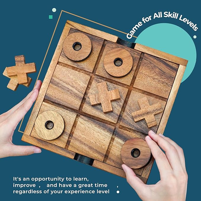 BSIRI Extra Large Tic Tac Toe Board Games - Ideal for Kids Games, Family Games and Game Night for Adults, Farmhouse Decor for Coffee Table Decor, Unique Gifts for All Occasion (8.6 Inch)