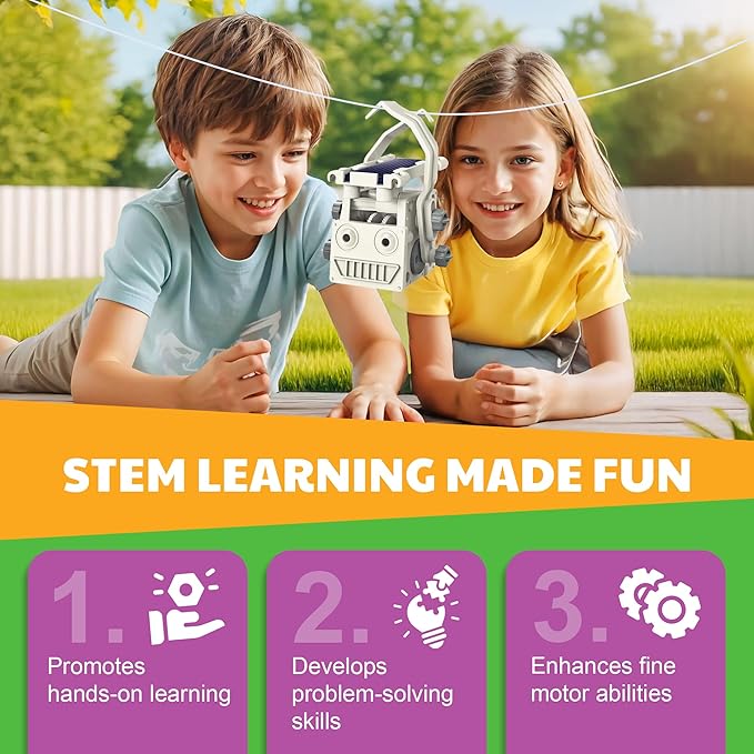 Green Science - 3-in-1 Mini Solar Robot Toys - STEM Toys Educational Kit for Kids - Solar Powered Climbing, Walking & Running Robots - DIY Science Experiment Toy for Learning & Fun