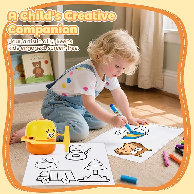 Drawing Robot for Kids, Interactive Educational Drawing Machine with Voice Interaction, Montessori Painting Learning Toy with 150 Word Cards, Birthday for Boys Girls 3 4 5 6 7 8