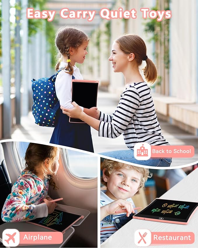 KOKODI 2 Pack 10 Inch LCD Writing Tablet for Kids, Colorful Doodle Board Erasable Drawing Pad, Educational Learning Toys Birthday Gifts for Boys Girls Ages 3 4 5 6 7 8 (Blue & Pink)