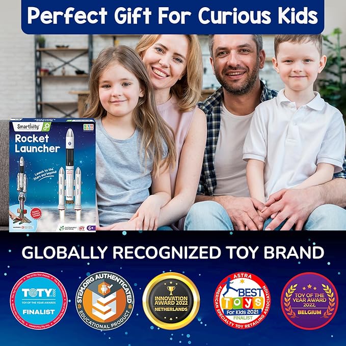 Smartivity Rocket Launcher Kit for Kids 6, 7, 8, 9, 10, 11, 12 Years Old | Build Your Own Rocket and Launcher | Birthday Gifts for Boys & Girls | DIY STEM Science Toy for Kids 6-12 Years