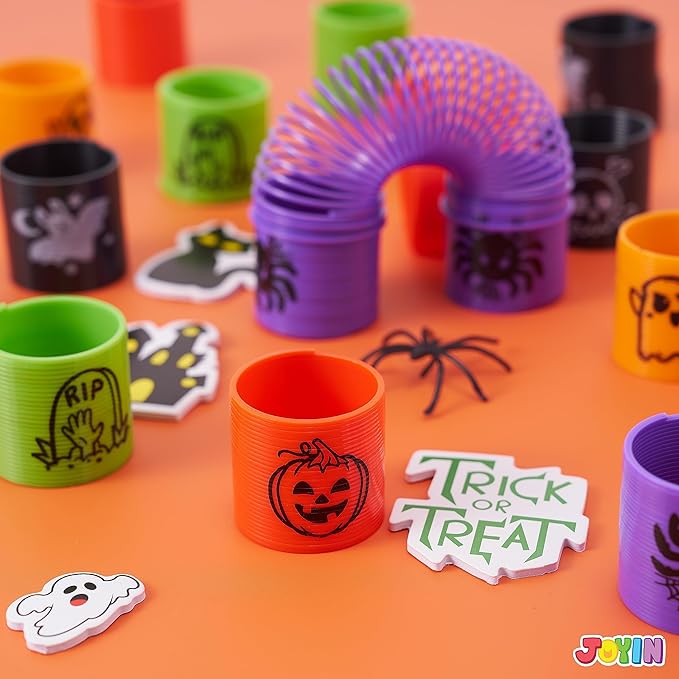 JOYIN 60 PCS Halloween Coil Spring for Kids, Mini Magic Springs Toys, Fidget Stress Coils Toy for Halloween Party Favors, Trick or Treat Bags Stuffers, Classroom Exchange, Carnival Game Prizes