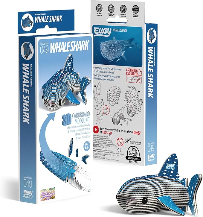 Eugy Whale Shark 3D Puzzle, 22 Piece Eco-Friendly Educational Toy Puzzles for Boys, Girls & Kids Ages 6+
