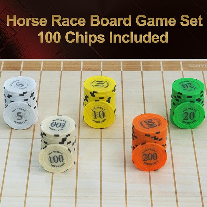 Horse Race Board Game, Magnetic Horse Racing Game with 100 Chips, 12 Magnet Wooden Horses, 2 D12 & 2 Cards, Thickened Solid Wood Horse Game Set Luxury Board Games for Family Nights Party Gifts