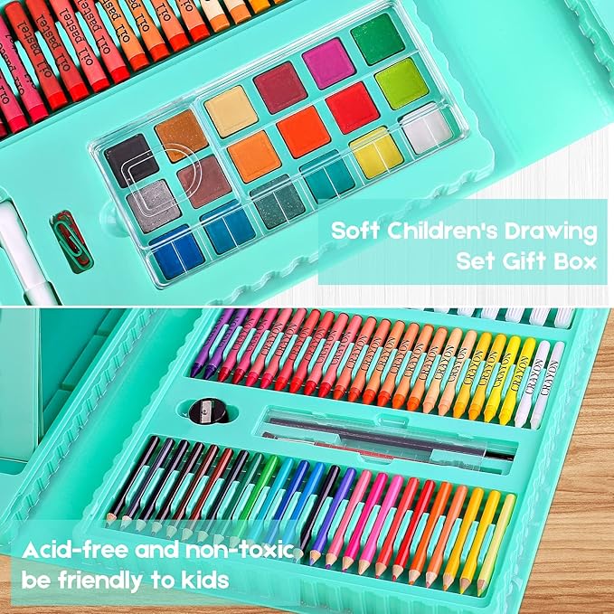 iBayam Back to School Supplies for Kids Teen Girls Boys, Art Set Case with Trifold Easel, Scratch Paper, Sketch Pad, Coloring Book, Crayons, Pencils, Oil Pastels, Watercolors, Sharpener