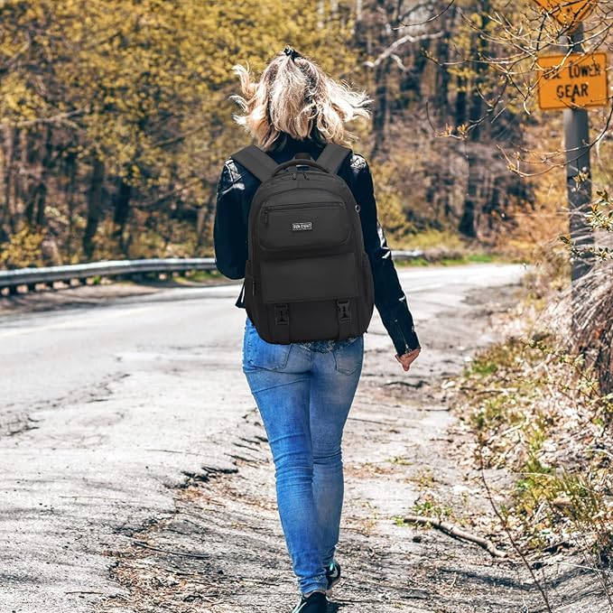 SUN EIGHT 35L Waterproof School Backpack for College, Kids Backpack Lightweight Large Capacity Travel Bag with Multi Pockets(Black)