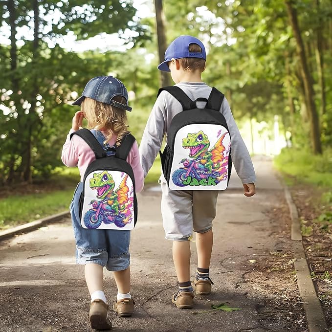Dinosaur Motorcycle Toddler Backpack for Boys Girls 3-6 Small Preschool Backpacks for Kids Elementary Mini Bookbag for Preschool for Travel School
