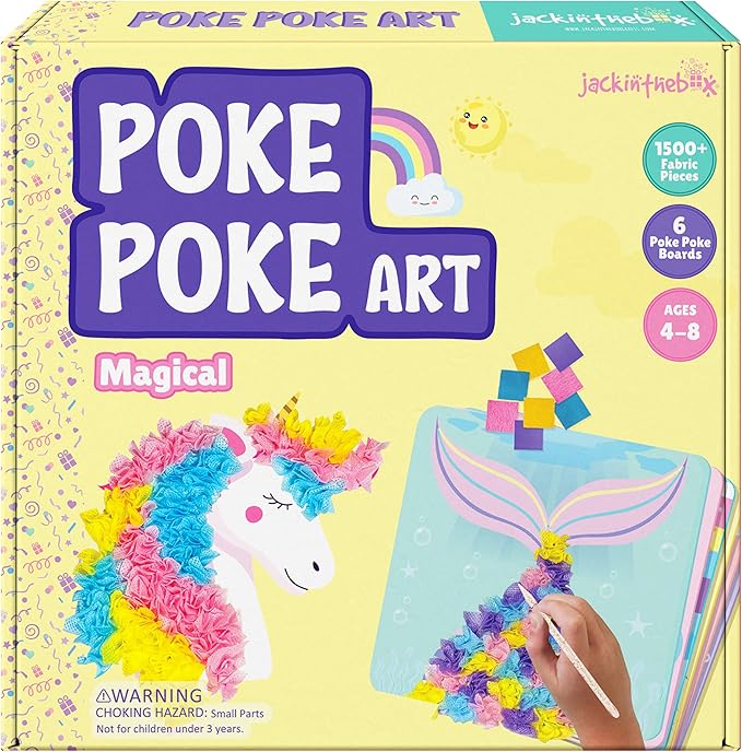 jackinthebox Poke Poke Art – Magical Theme, Mess-Free Fabric Art and Craft, Flower Pressing Kits, Gift for Kids, Girl Gifts, DIY Activity Boy Gift, Toys for Girls and Boys Ages 4 5 6 7 8