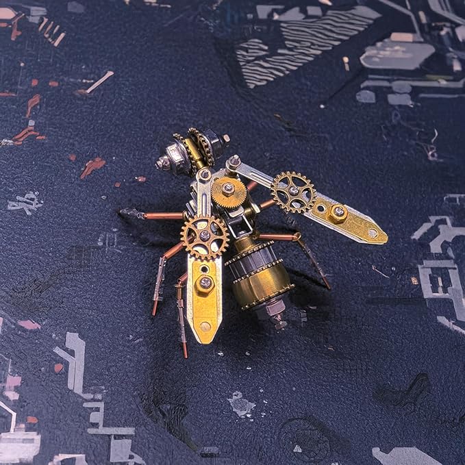 Steampunk Metal Insect Bug Mechanical Steampunk Sculpture Steampunk Mechanical Insect Clockwork 3D Steampunk Metal Puzzle Kits for Adults (Mechanical Bee A)