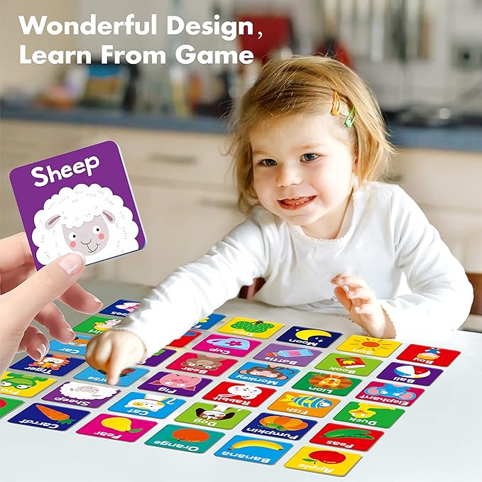 Memory Matching Game, 72 PCS First Words Matching Cards for Toddlers 36 Pairs Memory Cards Educational Toys for Preschool 4 5 6 Years Old