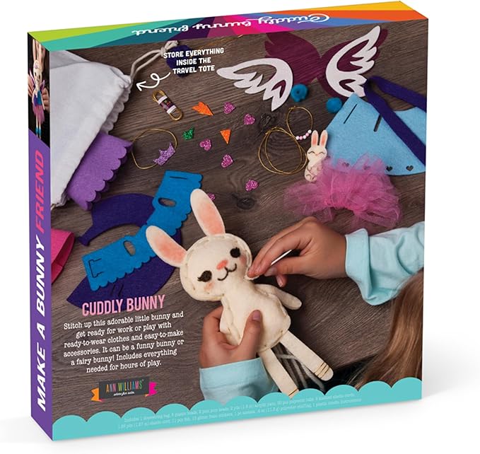 Craft-tastic – Make a Bunny Friend Craft Kit – Learn to Make 1 Easy-to-Sew Stuffie with Clothes & Accessories