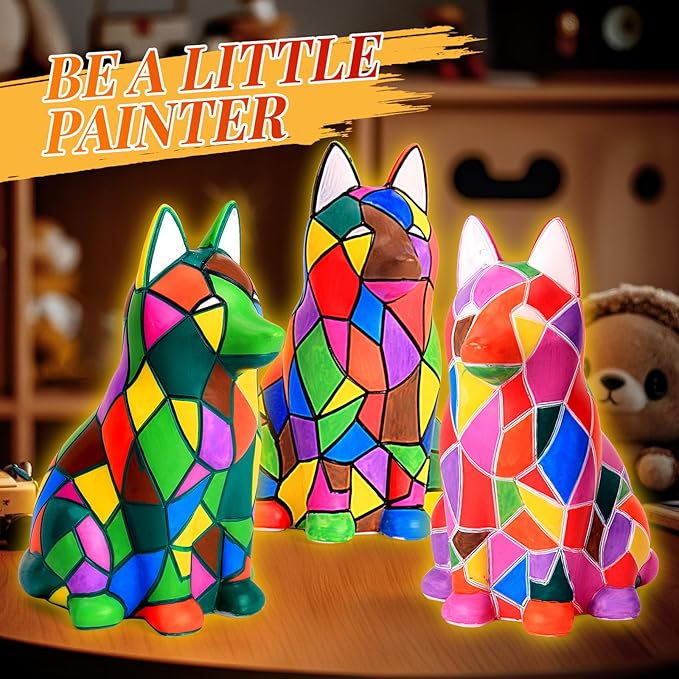 Paint Your Own Dog Lamp Kit - Art Supplies Arts & Crafts Kit, Painting Kit for Kids Ages 6-12, Arts and Crafts for Kids Ages 8-12, Christmas Birthday Gifts for Girls Boys Age 5 6 7 8 9 10 11 12+