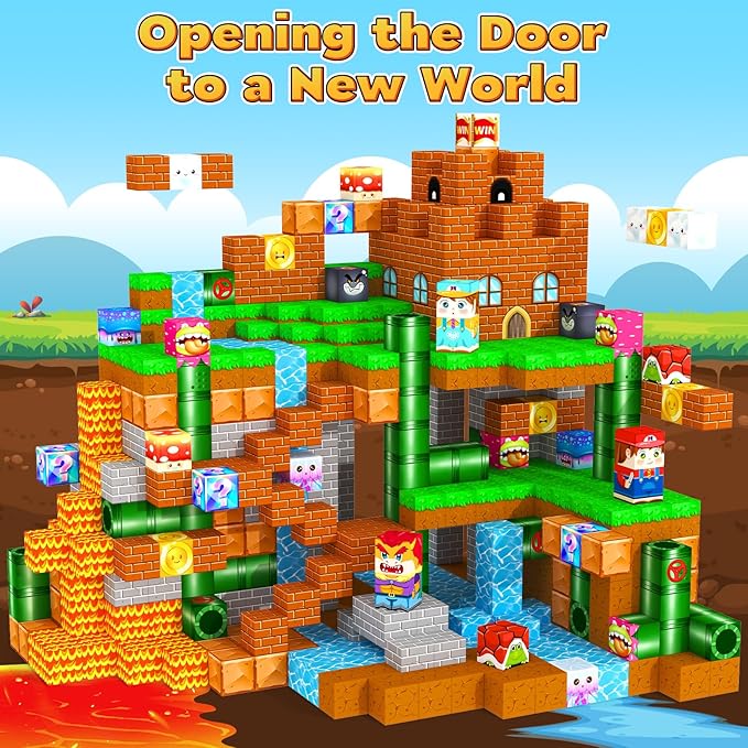 Magnetic Blocks Building Games Kids Toys for 3 4 5 6 7 8 9 10 11 12 13 Year Old Boys Girls, Magnetic Cubes Montessori Sensory Toys for Ages 3+ Travel Party Christmas Birthday Gifts