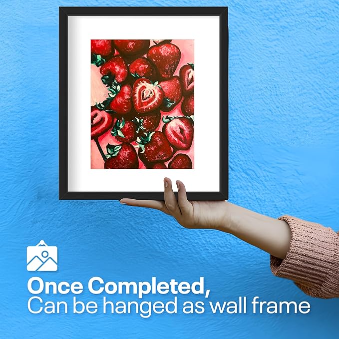 Painting4Real DIY Painting Class Kit for Adults with Video Tutorials: Learn to Paint Sweet Strawberries – How to Paint with Acrylics – Painting & Art Supplies – 9 Piece Acrylic Paint Set