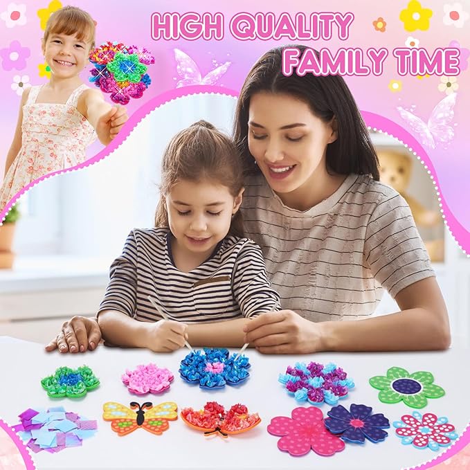 Poke in Fun Art Flower Craft Kits for Kids, Gifts for 6 7 8 9 10 Year Old Girls Art Supplies Activity,Creative Educational Toys for Girls & Boys Age 5-12,Birthday Gifts,Party Favours & Home Décor
