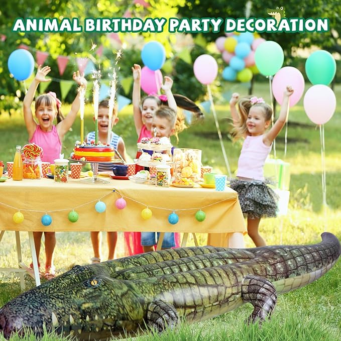 Giant Inflatable Alligator Pool Float,84 inch Animal Themed Pool Toy Ballons for Birthday Pool Halloween Party Decorations,Blow Up Photo Prop,Party Favors Supplies Gift for Kids and Adults