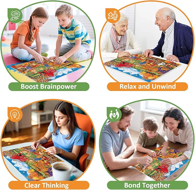 500 Piece Puzzles for Adults,Farm Scarecrow Puzzle for Adults Kids Seniors,Interlock Perfectly Letter on Back,Fall Landscape Jigsaw Puzzle for Kids Ages 8-10,Puzzle for Family Game Nights,20.5 x 15 in