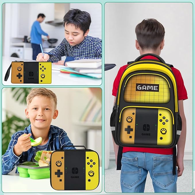 Kids Backpack For Boys,Gamer Boys Backpack For Children Teens Elementary Middle School, 17″ Students Bookbag