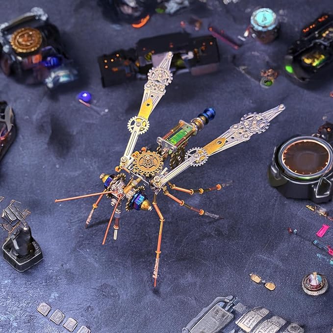 Metal Insect Bug Mechanical Steampunk Sculpture Insect Clockwork 3D Steampunk Metal Puzzle Kits for Adults (Mechanical Mosquito)