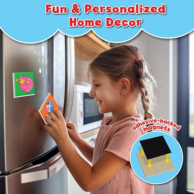 Small World Toys Unicorn Magnetic Tiles Craft Kit - DIY Make Your Own Paint Magnets for Kids - Creative and Educational Sensory Toy for Boys & Girls Ages 5+