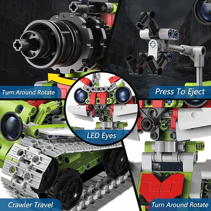 5 in 1 Robot Building Kit for Kids, Educational STEM Building Blocks Set, Remote & APP Control Construction Robot/Tracked Racer/Tank/Bulldozer, Building Toy Gifts for Boys Girls 8-16, (705 PCS)