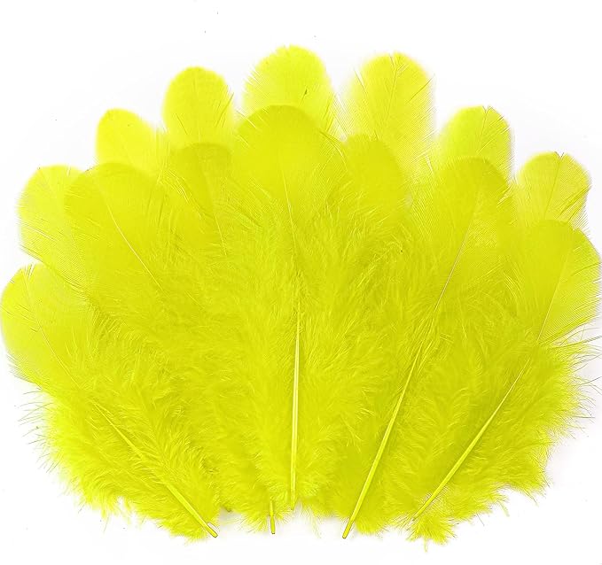 Soarer 300pcs Yellow Rooster Feathers Bulk - 3-5inch Craft Feathers for Wedding Home Party, Dream Catcher Supplies and DIY Crafts(Yellow)