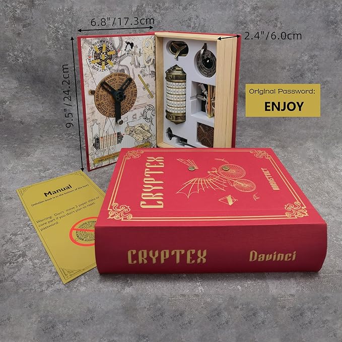 Da Vinci Code Mini Cryptex Metal Puzzle Box Set - 6PCS 3D Brain Teasers Party Game, Interlocking Lock IQ Challenge for Adults Teens (Classic)
