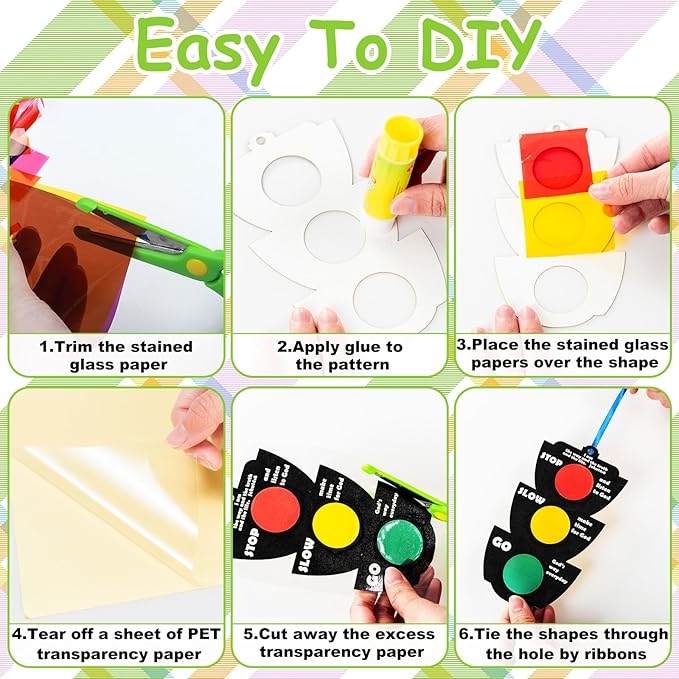 EggSun 36 Sets Bible Traffic Light Suncatchers Crafts for Kids Ornaments Stained Glass Window Arts and Crafts Kit for Sunday School Holiday Birthday Projects Home Christian Decorations Ages 4 8 12