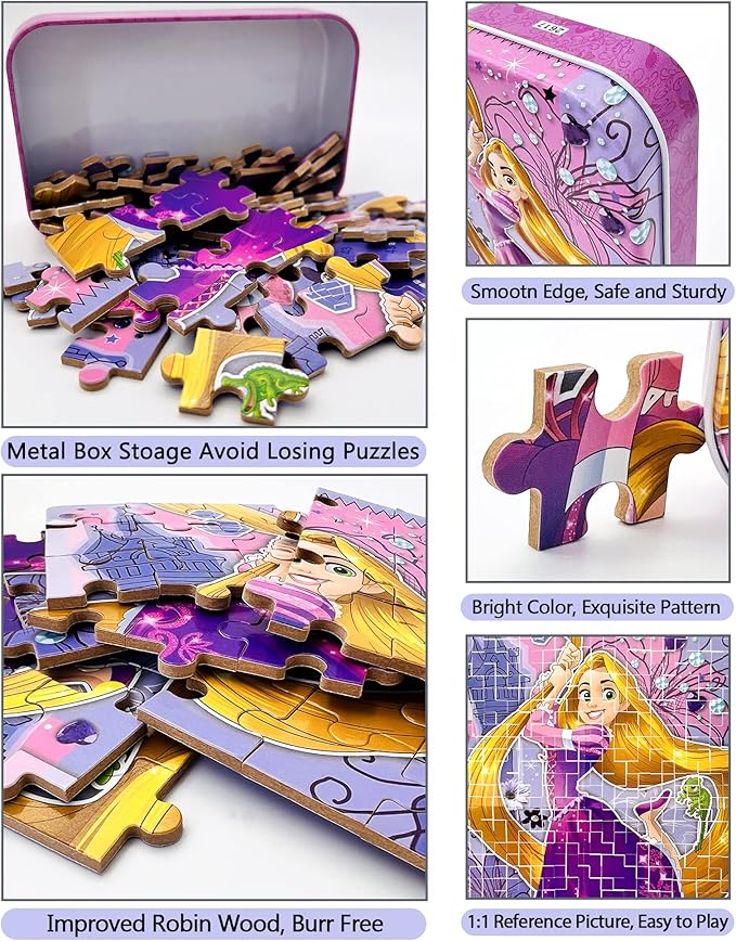 LELEMON Puzzles for Kids Ages 4-8, 60 Piece Puzzles for Kids Ages 3-5,Cool Jigsaw Puzzles in a Metal Box,Educational Learning Puzzle Games Puzzle Toys Gifts for Girls and Boys