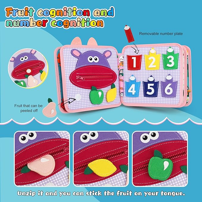 Montessori Busy Book for Toddlers 1-3 Year Old,Preschool Busy Book,Toddler Activity Book with Learning Toys,Birthday Gift for 1 Year Old Boy and Girl