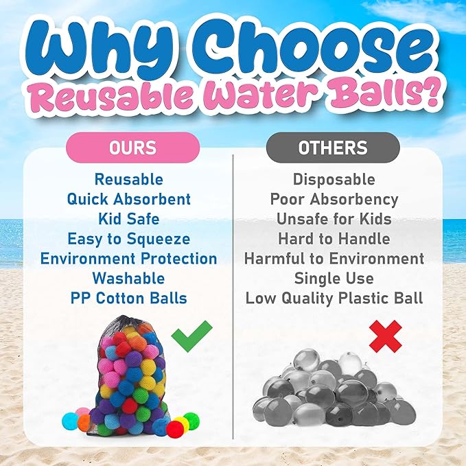 10 PCS Reusable Water Balls – Reusable Water Balloons for Kids & Adults, Outdoor Water Toys for Pool, Beach & Backyard Games – Fun Summer Toys for Boys & Girls, Great for Party