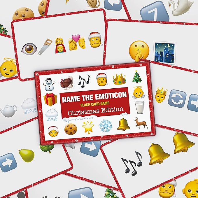Bubblegum Stuff - Name The Emoticon Game - Christmas Edition - Guess Christmas Item Funny Emoji Flash Card Board Game - Fun Memory Game - Suitable for Family, Kids, Teenagers & Adults…
