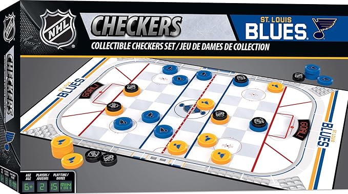 MasterPieces Officially licensed NHL St. Louis Blues Checkers Board Game for Families and Kids ages 6 and Up