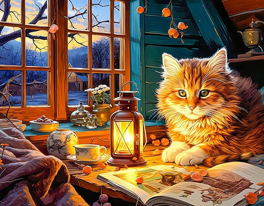 100 Piece Puzzles for Kids Reading Cat 100 Piece Puzzles for Adults, Cute Kitten 100 Pieces Puzzle for Kids Ages 4-8, Cozy Retreat Puzzle for Seniors Teens Brain Teaser