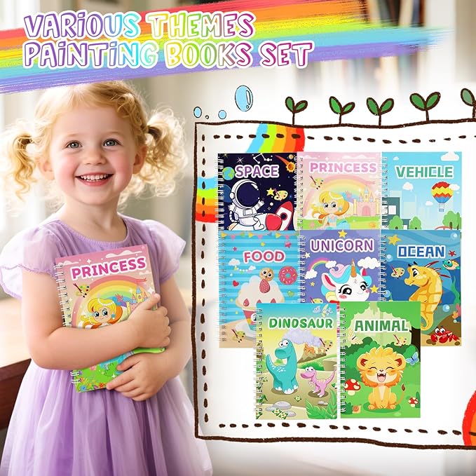 Elover 24 Pack Water Coloring Book for Kids Party Favors Bulk Coloring Books Painting Drawing Set for Kids Ages 4-8 Birthday Arts and Crafts Goodie Bag Stuffers School Activities Set